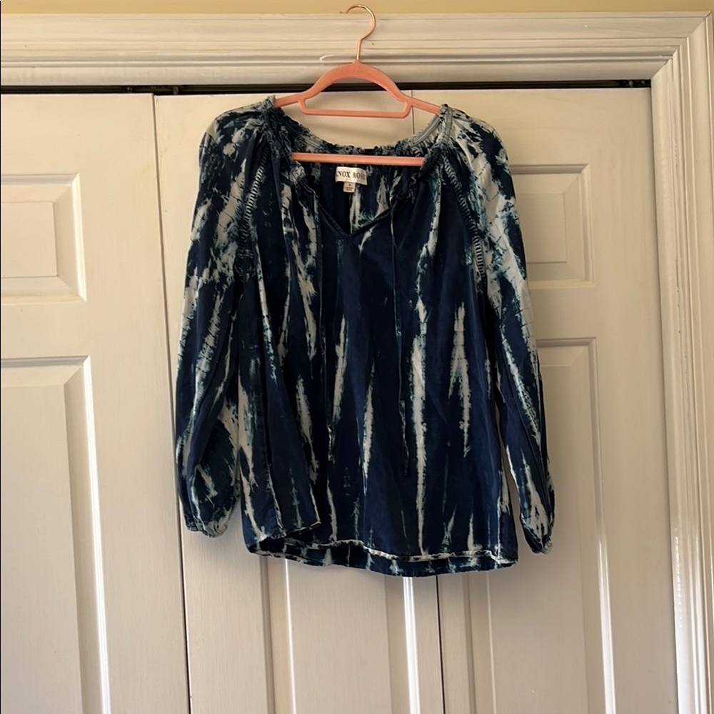 Knox Rose Blue Tie Dye Blouse
